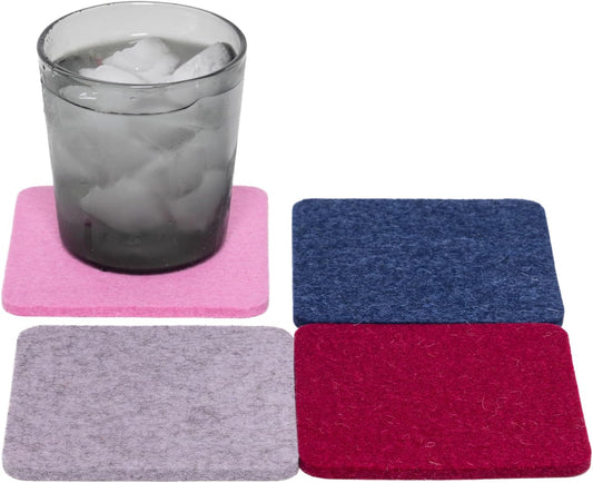 Graf Lantz - Bierfilzl Merino Wool Square Coasters Set of 4 - Flowerbed (4"x4"x5mm) - Absorbs 30% Weight, Natural German Wool - Heat Resistant, Sustainable, Reusable - Home Decor, Coffee Table Decor