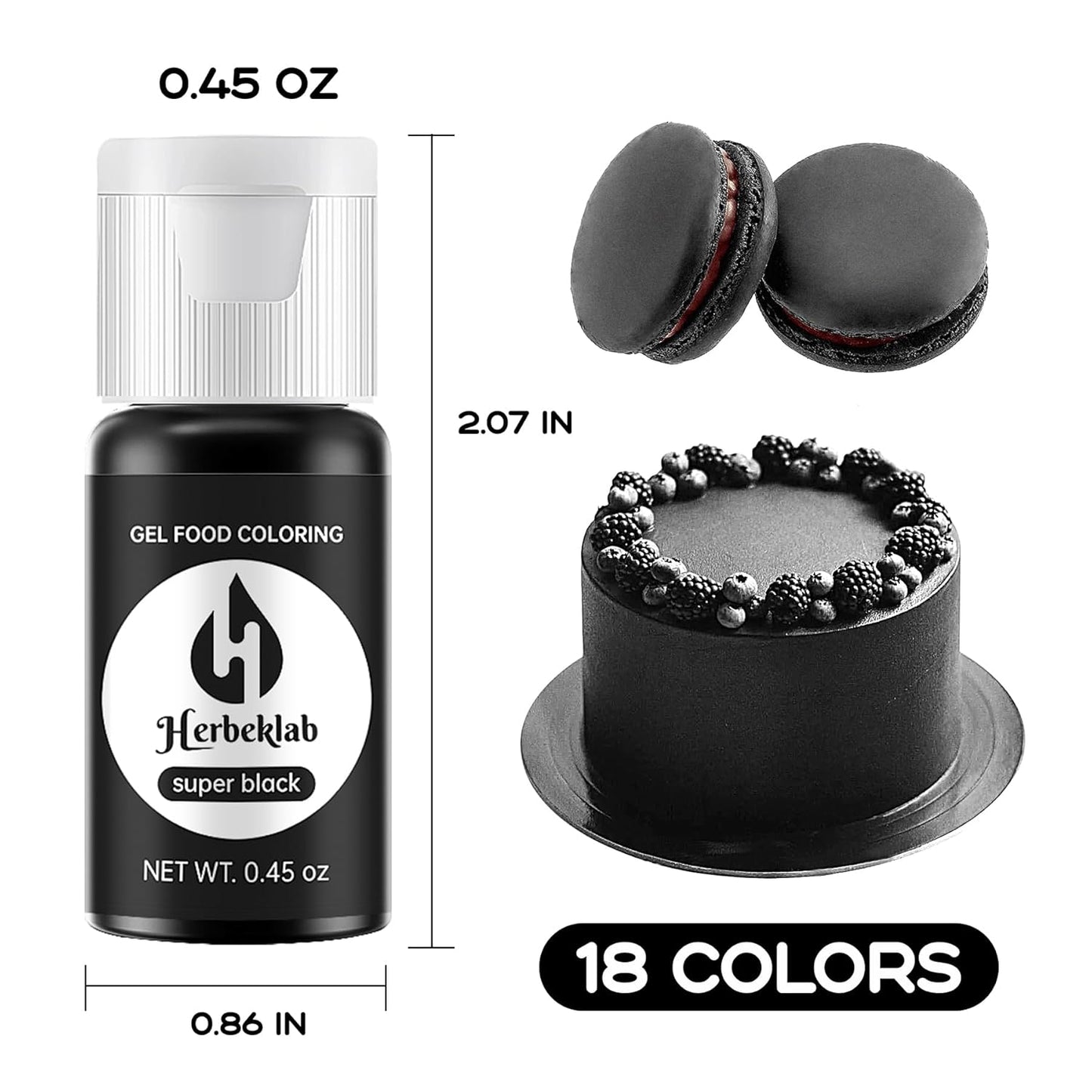 Gel Food Coloring 18 Colors x 0.45 oz Concentrated Gel Based Food Dye Vibrant Icing Colors for Baking Cake Decorating Cookies