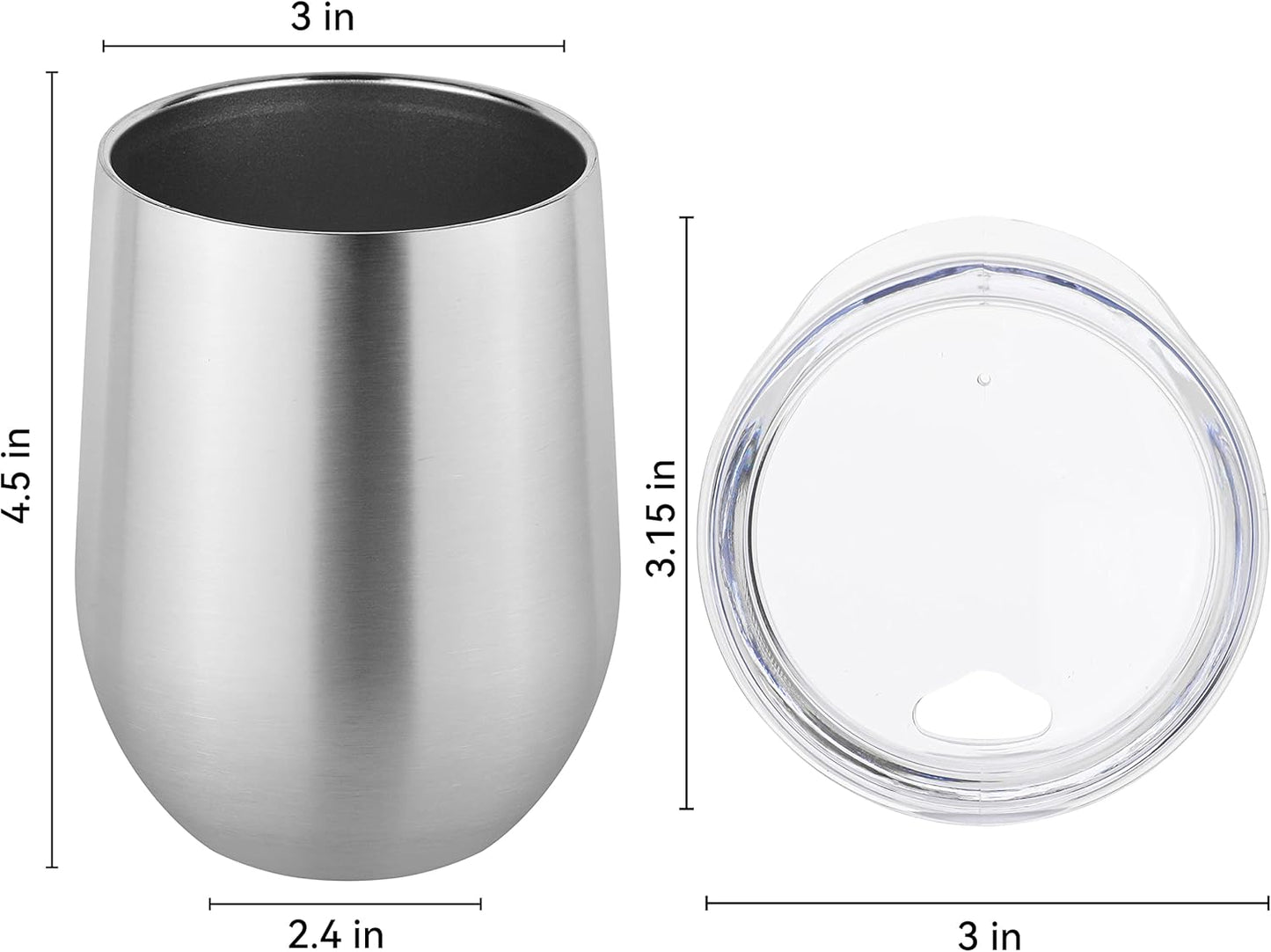 DOMICARE Stainless Steel Wine Tumbler Bulk with Lid, Personalized Insulated Tumblers Set, 12oz Travel Coffee Cups Pack of 8, ss steel