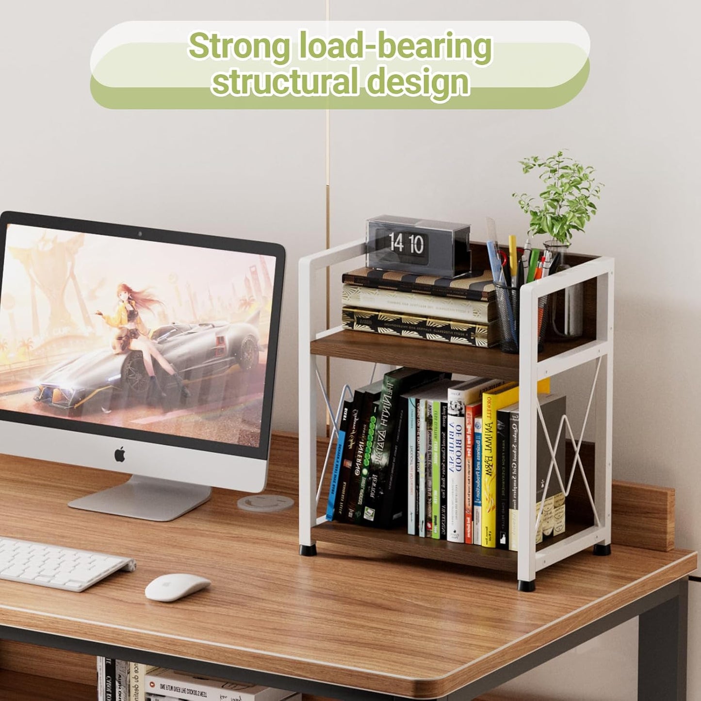 Aduanbang Coffee Bar Accessories Organizer, 2 Tier Wooden Kitchen Counter Shelf, Coffee Organizer Station for Countertop, Condiment Rack for Mugs, Cups, Cream, Syrup