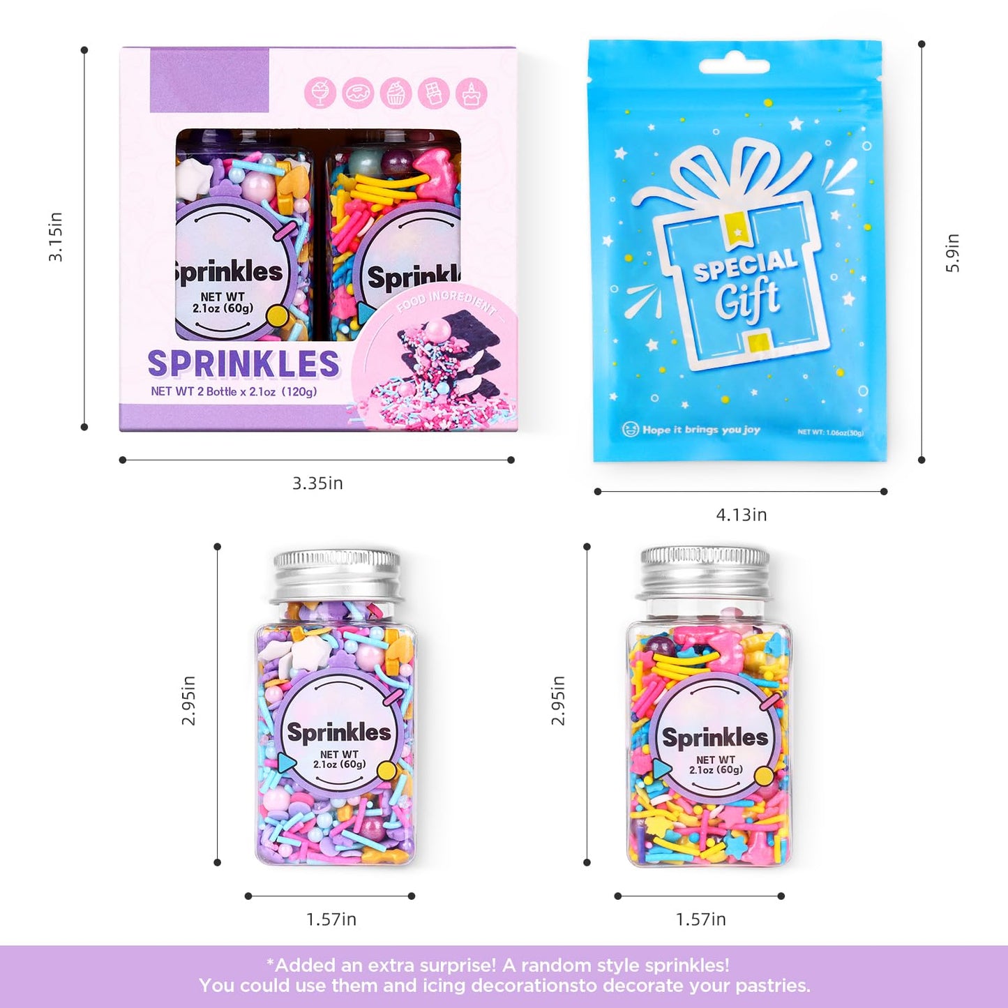 Edible Unicorn Sprinkles for Cake Decoration, Edible Pearl, Edible Sprinkle for Cupcake Topper, Ice Cream Toppings, Cookies Sprinkles for Party, Birthday. (120g/4.2oz)