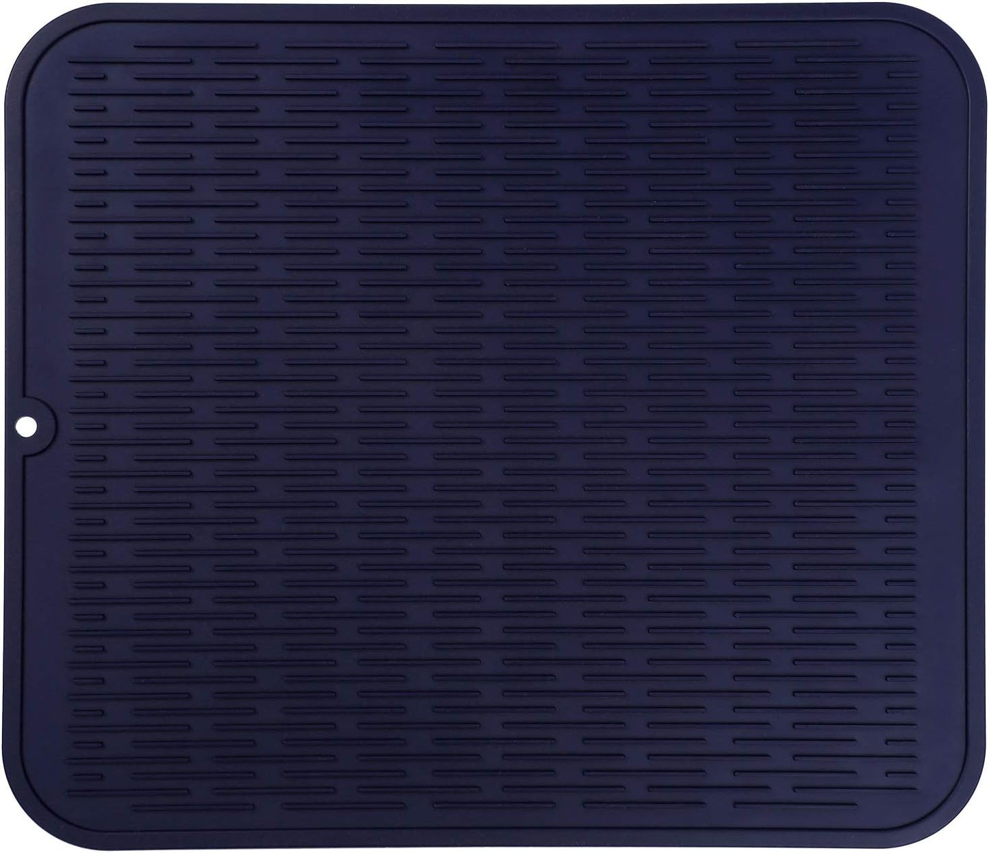 Silicone Dish Drying Mat for Multiple Usage,Easy clean,Eco-friendly,Heat-resistant Silicone Mat for Kitchen Counter or Sink,Refrigerator or Drawer Liner Navy Blue XL 18 inches x 16 inches