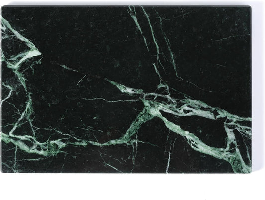 Koville Natural Green Marble Cutting Board for Kitchen Pastry Bread Macaron Display, 12" x 8" Real Stone Slab Marble Cheese Board for Home Countertop, Bathroom Perfume Tray Candle Plate