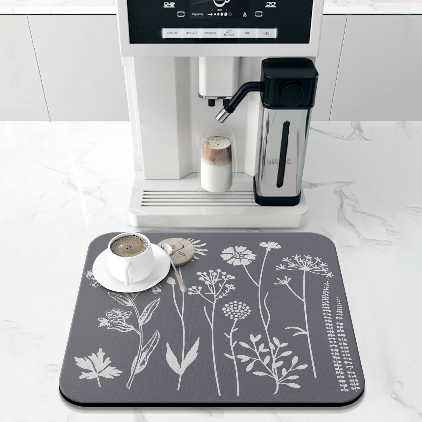 Dish Drying Mat for Kitchen Counter 16x18in Grey Washable Quick Dish Drying Pad Rubber Backed Absorbent Draining Mat