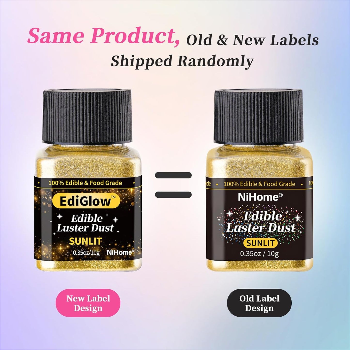 NiHome Edible Food-Grade Glitter Powder Glimmer Luster Dust Metallic Fancy Food Decorating Sprinkle Glimmery Dust for Drink Wine Beverage Cake Bakery Vegan Allergen-Free (Girl Pink, 0.35oz/10g)