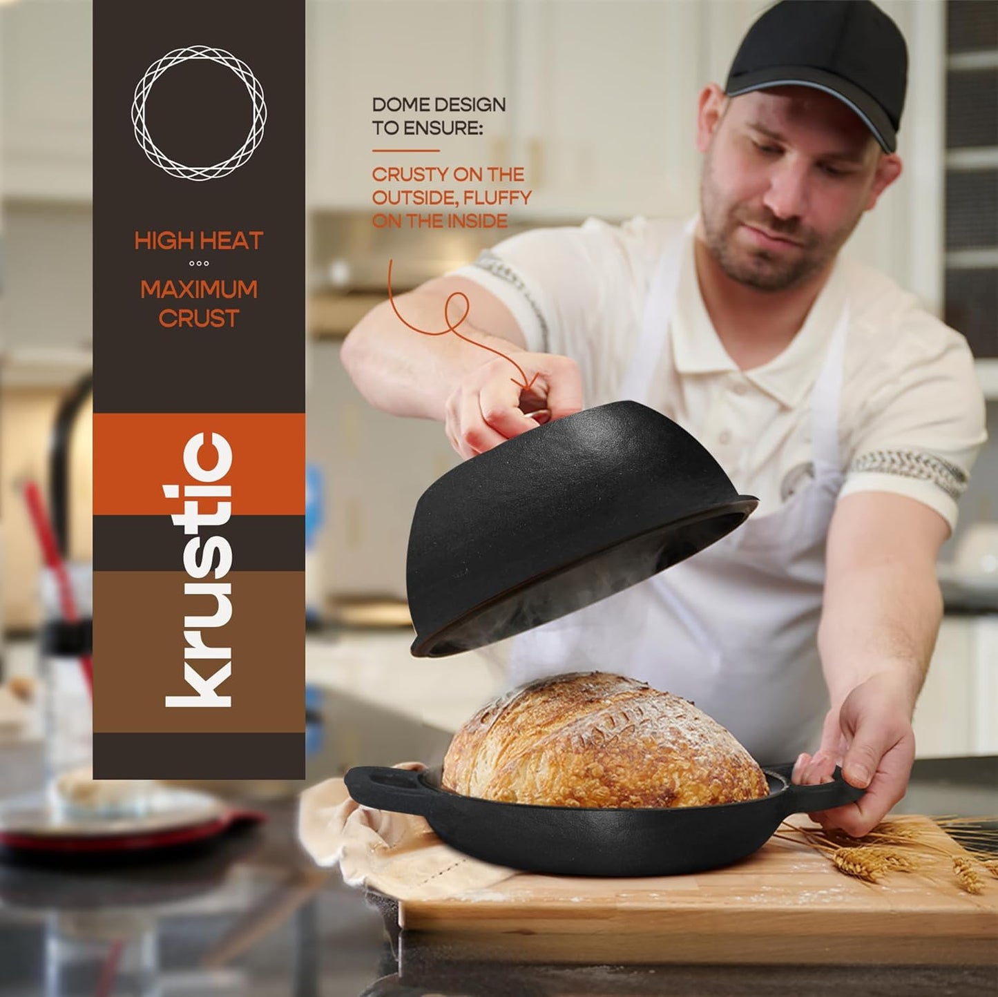 Enameled Cast Iron Dutch Oven for Sourdough Bread Baking | 6 Quart Pot with Lid | 10 Inch Ceramic Enamel Thick Coated Cookware Set with Non Stick Silicone Baking Mat for Cooking | 6 Qt |Black