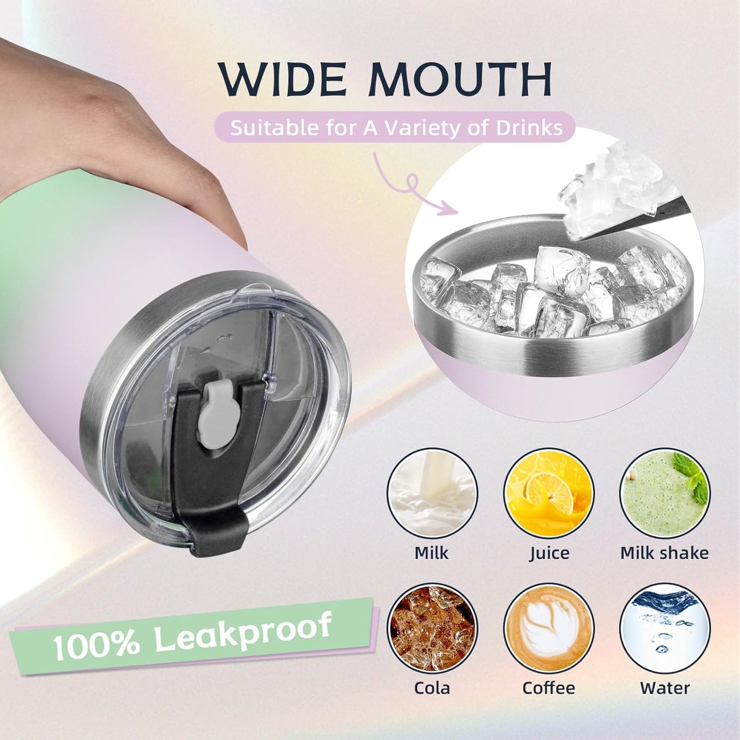 MEZMUT 1 Pack 20oz Insulated Coffee Tumbler with Lids and Straws Double Wall Vacuum Insulated Cup Stainless Steel Travel Mugs Leakproof Powder Coated Tumbler for Indoor Outdoor(Candy Color)