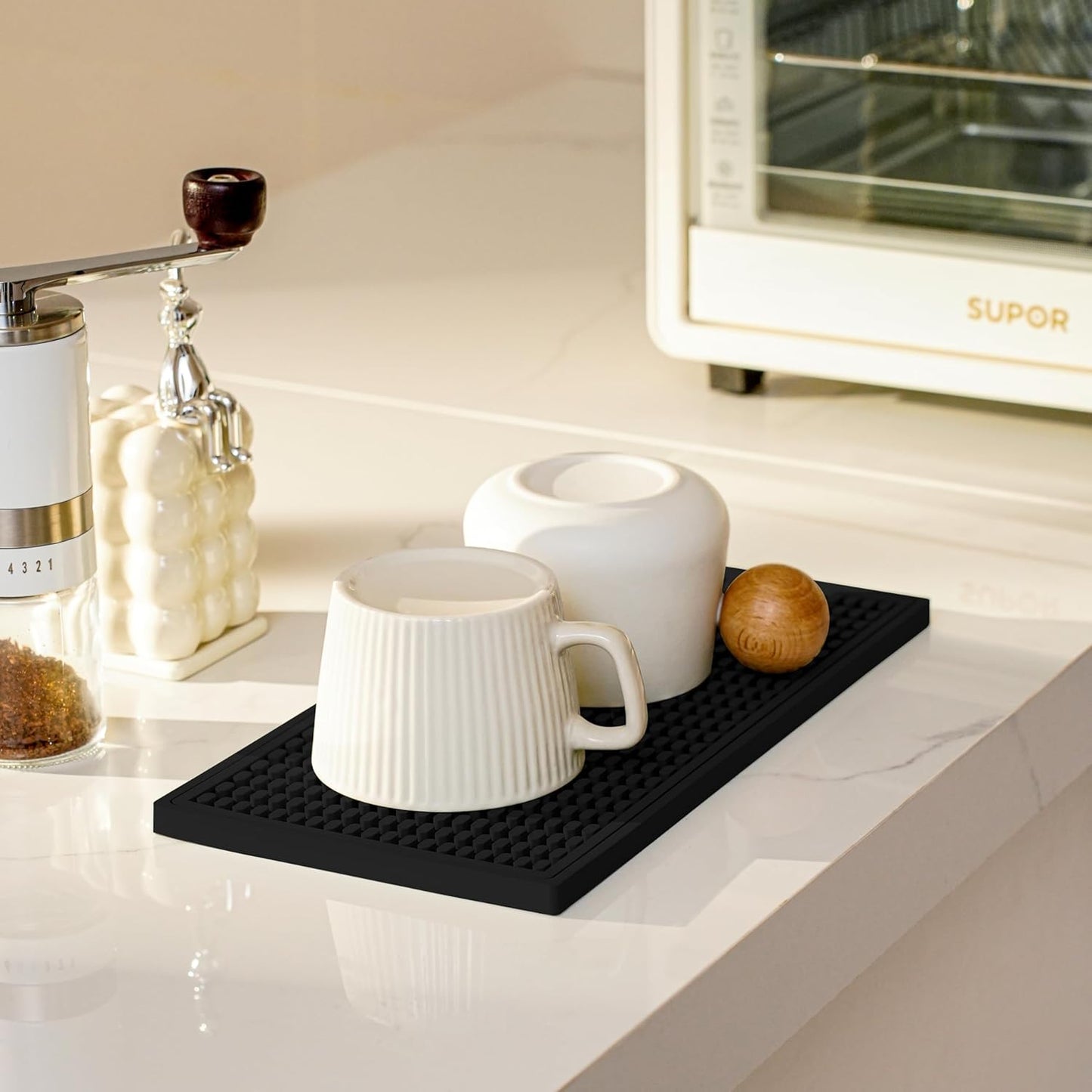 2 Pack Bar Mat, Drying Mat Household Bar Tools,Black Cocktail Bar Mat 5.9''X12''，Suitable for Bar, Outdoor Camping, Home Bar Bar Mat