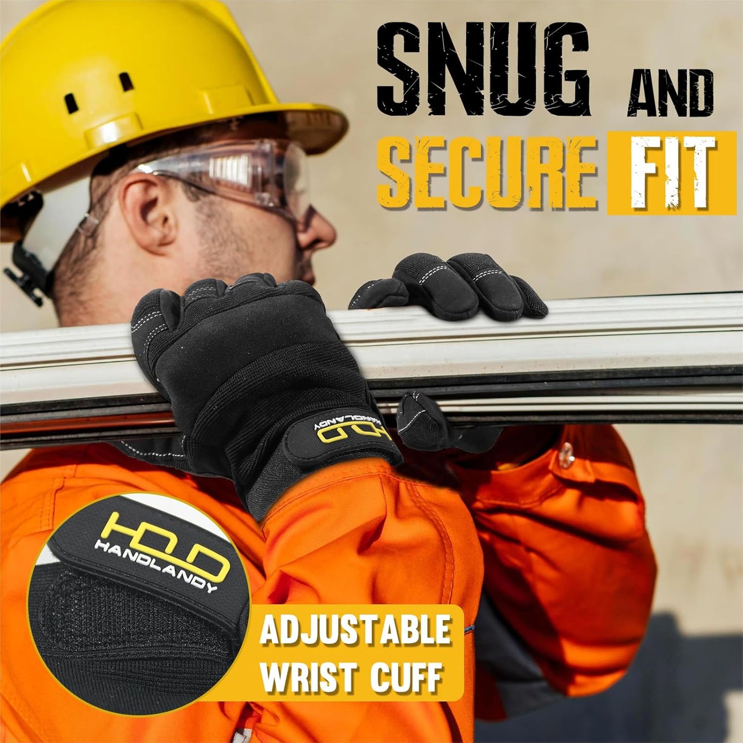 HANDLANDY Work Gloves for Men & Women, Utility Mechanic Working Gloves Touch Screen, Flexible Yard Work Gloves