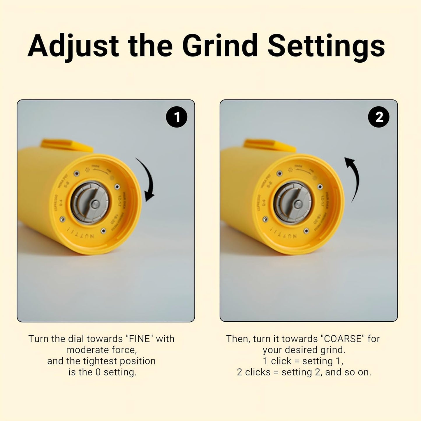 Nuttii Burr Coffee Grinder – Electric, Portable, Small, Quiet Conical Burr Coffee Bean Mill, 20 Adjustable Settings for Espresso, Pour-Over, French, Press Moka for Home Travel Use (Tangerine Orange)