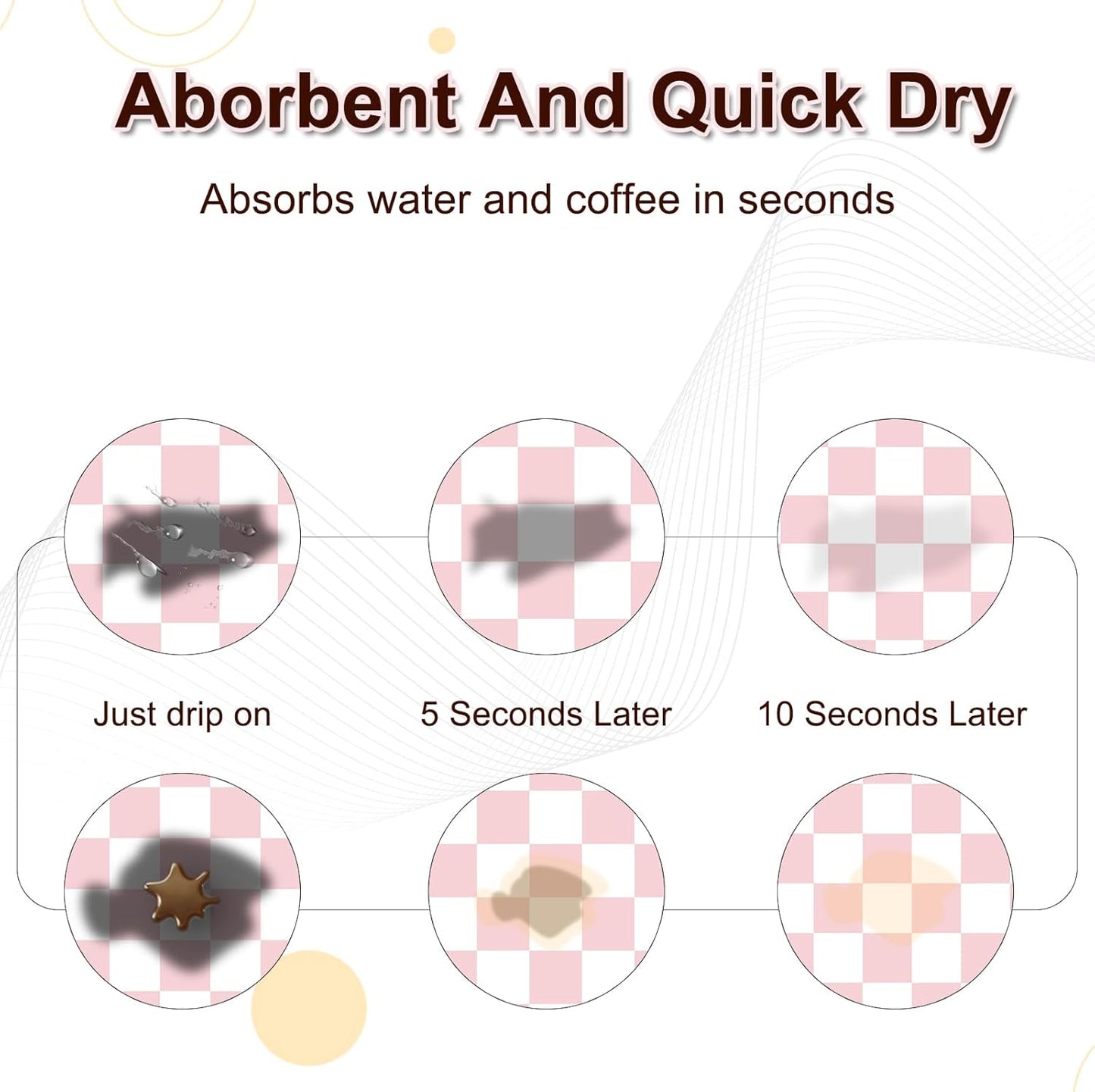 Dish Drying Mat for Kitchen, 15.7'' x 23.6'' Checkered Coffee Bar Mat for Countertops, Coffee Station Mat with Non-slip Rubber Backed, Absorbent Dish Dying Pat for Kitchen Counter, Pink & White