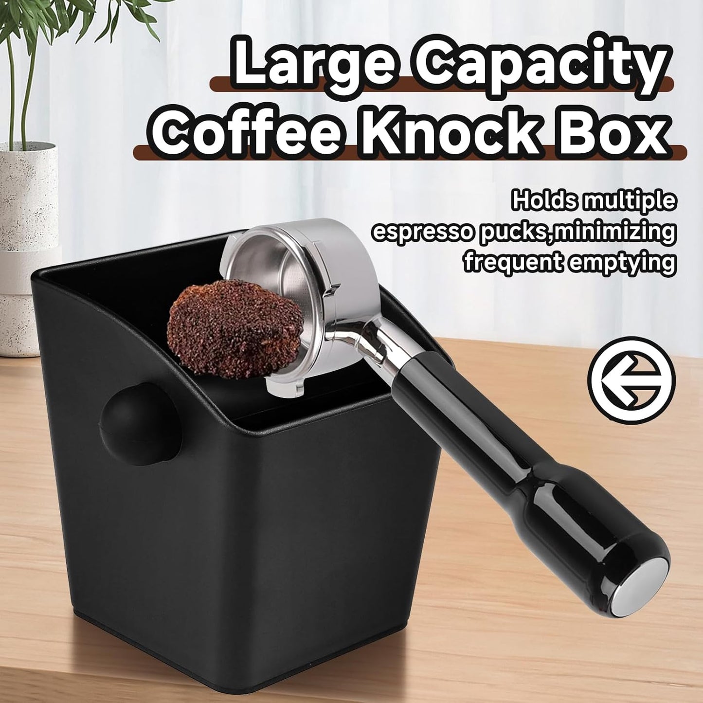 Coffee Knock Box Compatible with Breville, Espresso Puck Knock Box with Large Capacity, Durable Shock-Absorbent Espresso Puck Bin, Removable Bar and Non-Slip Base, Easy to Clean, for Home and Office