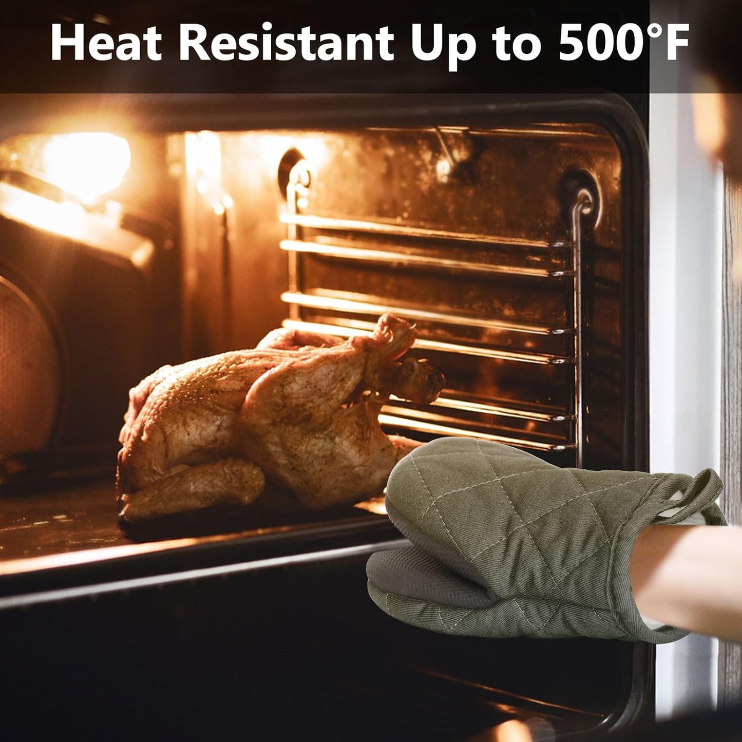 Oven Mitts & Pot Holders Pad and Towel Set, 10-Piece Cute Kitchen Starter Set, Short Oven Mitts, Towels & Dish Cloths for Grilling, Baking, Barbecue