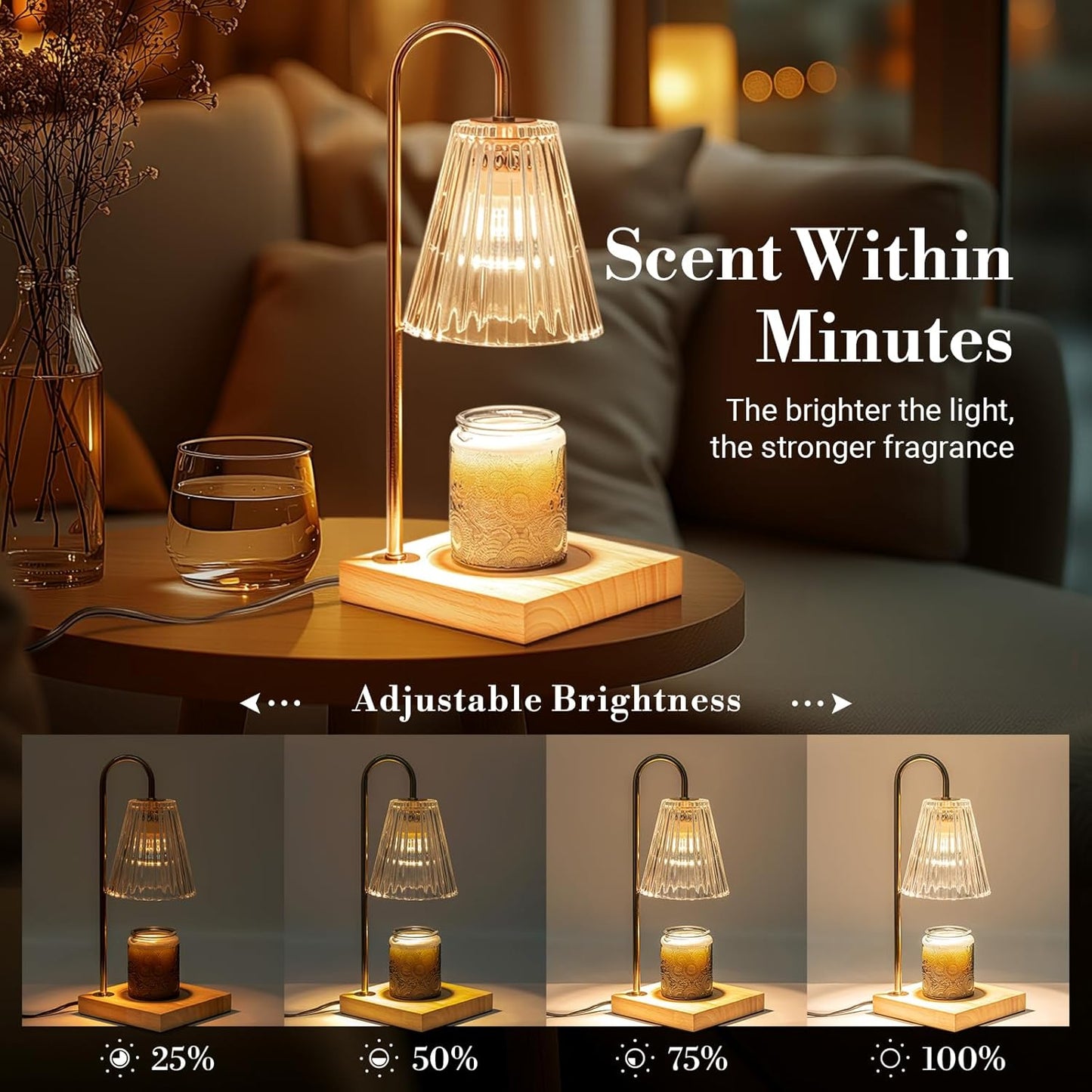 Candle Warmer Lamp with Timer Dimmer, Birthday Gifts for Mom Women Friend Sister, House Warming Gifts, Vintage Clear Wax Melt Warmer, Fall Decorations Office Apartment Dorm Room Home Decor