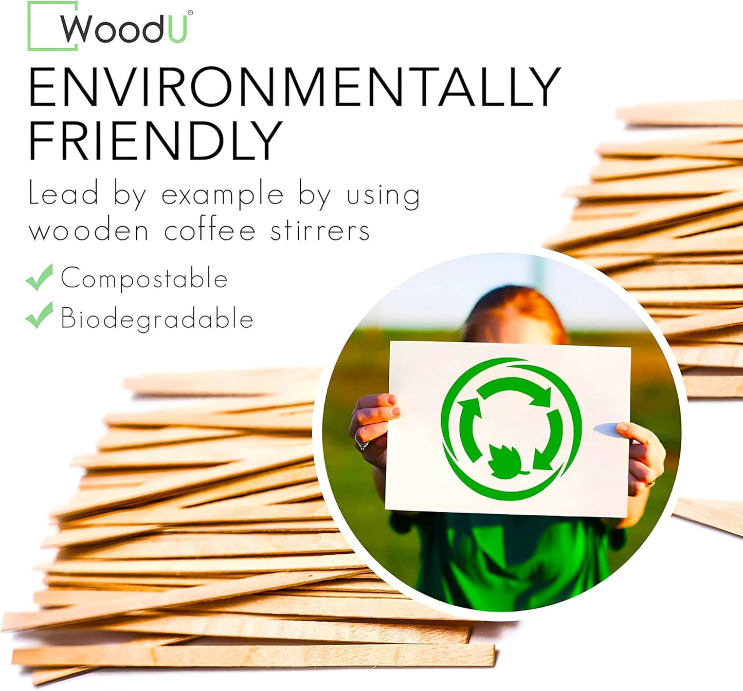 Wooden Coffee Stirrers - 5.5" 1000 pcs of Wooden Sticks - Square - End Coffee Mixer Stick