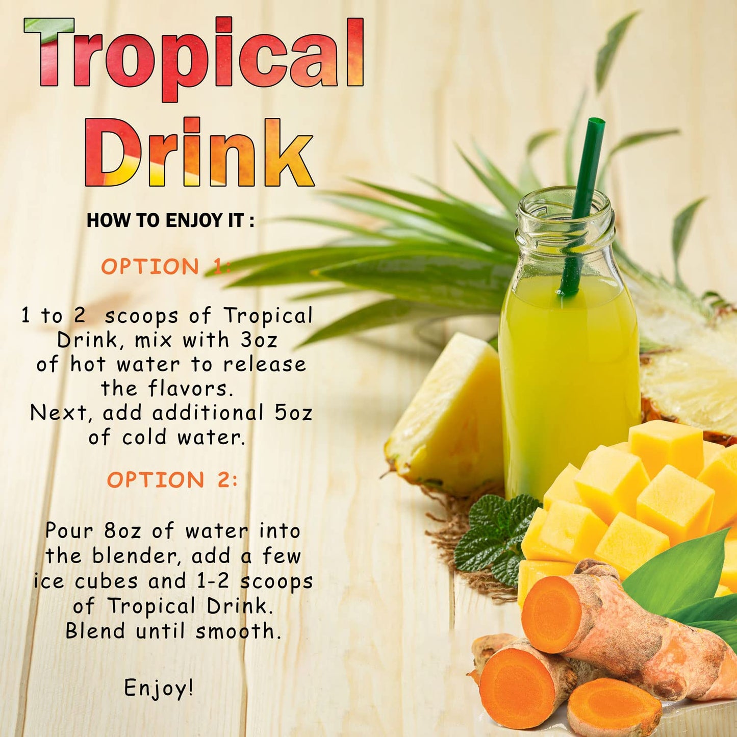 Tropical Drink Mango Pineapple Turmeric Honey Natural Refresher with Marigold Extract 12oz Great for Loaded Tea Bubble Tea