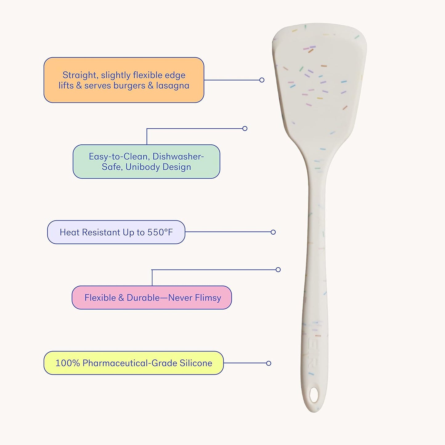 GIR: Get It Right Silicone Turner - Non-Stick Heat Resistant Silicone Spatula Turner for BBQs & Cookouts - Lifts, Flip, and Transfer Food Items - 13 Inch, Sprinkles
