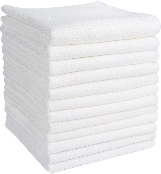 AIDEA Microfiber Cleaning Cloth 12PK, Dish Cloths White, Strong Water Absorption, Lint Free Rags, Scratch Free, Streak Free Microfiber Towels, Kitchen Dish Towels White, 11.5"x 11.5"