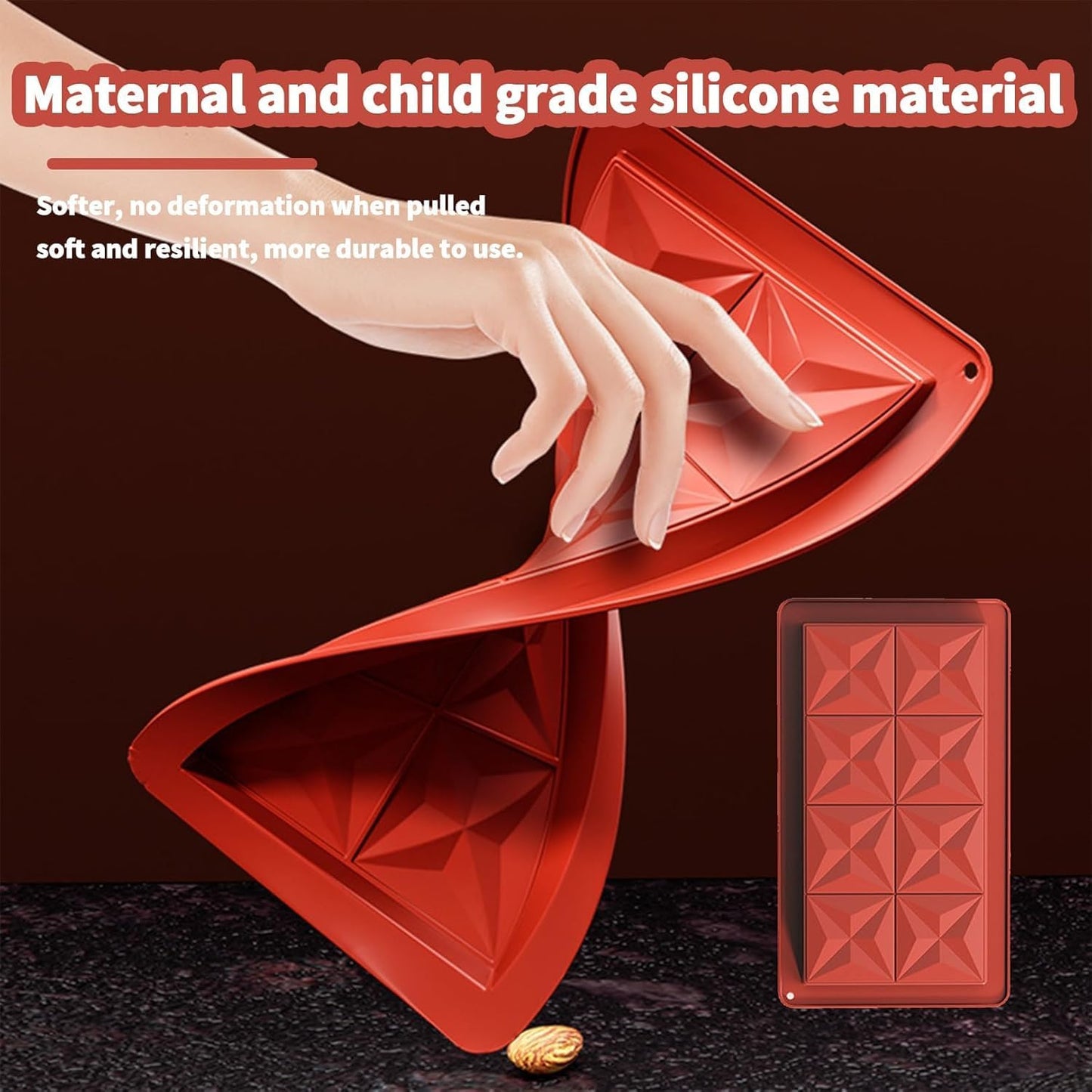 Dubai Chocolate Bar Molds 2 Pack,1.25 Inch Deep Large and Thick Silicone Chocolate Bar Molds for Stuffed Bar,Big Chocolate Candy Bar Mold for Filling Knafeh Pistachio Chocolate Bar Kit