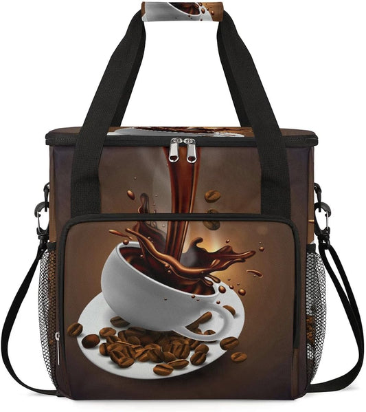Coffee Beans Cup Coffee Maker Carring Bag Travel Carrying Storage Tote Bag Compatible with Keurig K-Mini or K-Mini Plus Portable Single Serve Coffee Brewer Case with Pockets for K-cup Pods