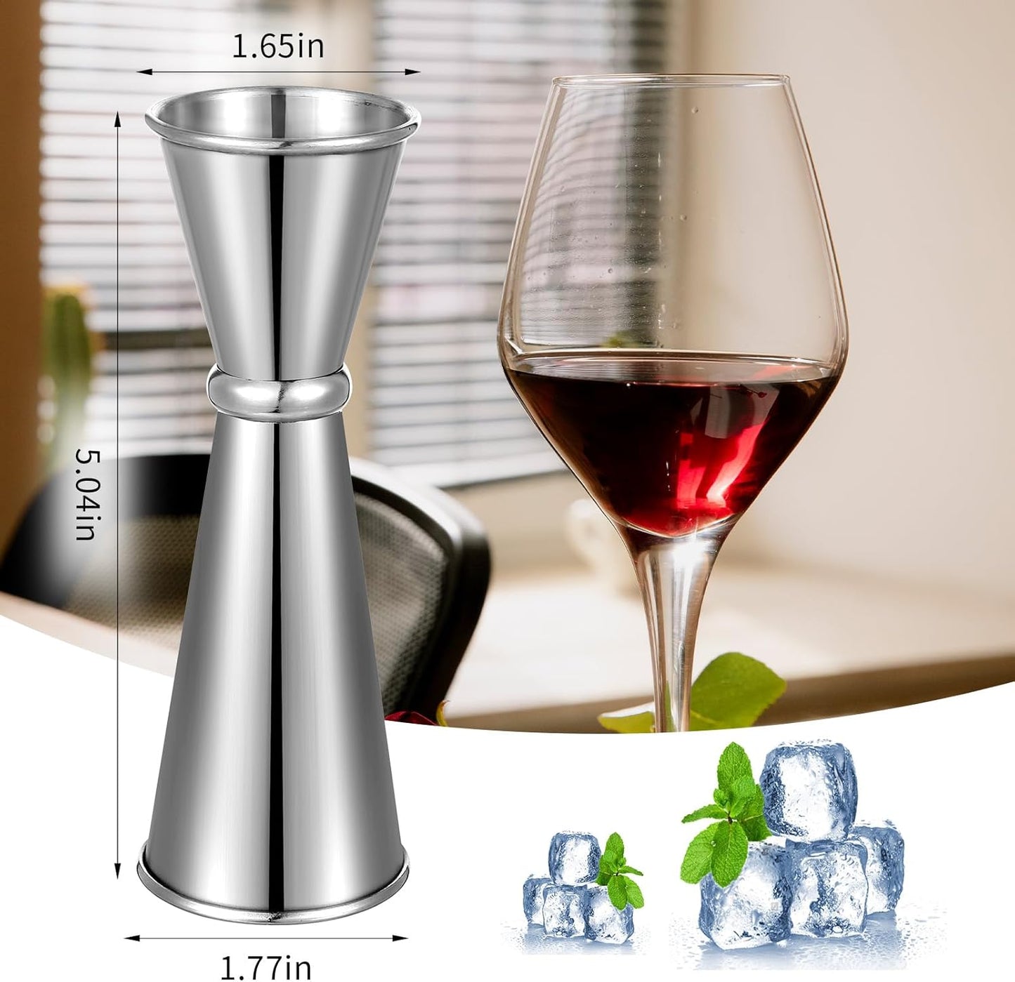 9 Pieces Jigger for Bartending Cocktail Jigger 2 oz 1 oz, 304 Stainless Steel Shot Glass Measuring Cup Shot Measure Jigger Double Jigger for Bartender Bar Supplies