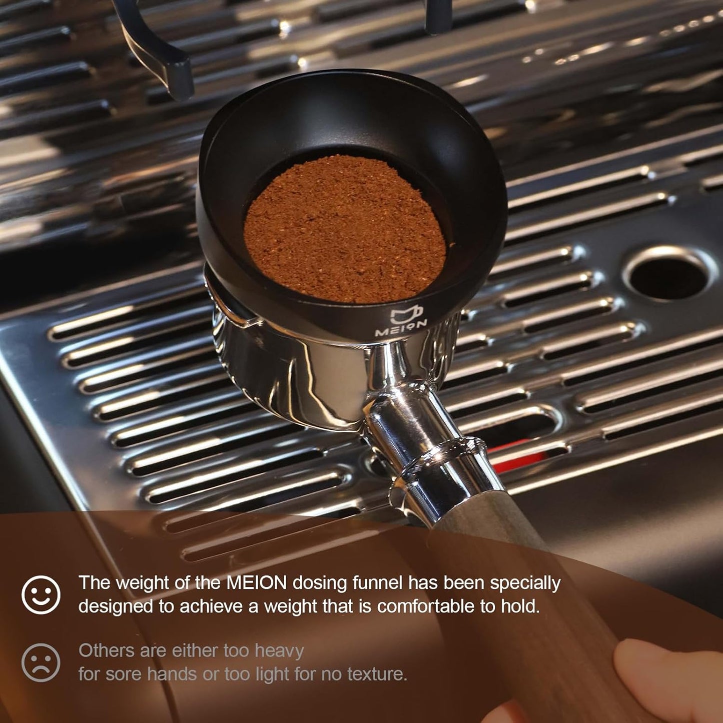 MEION 54mm Dosing Funnel for Breville Portafilters, Magnetic Espresso Dosing Funnel Coffee Funnel, Espresso Tools Espresso Accessories (54mm, Black)