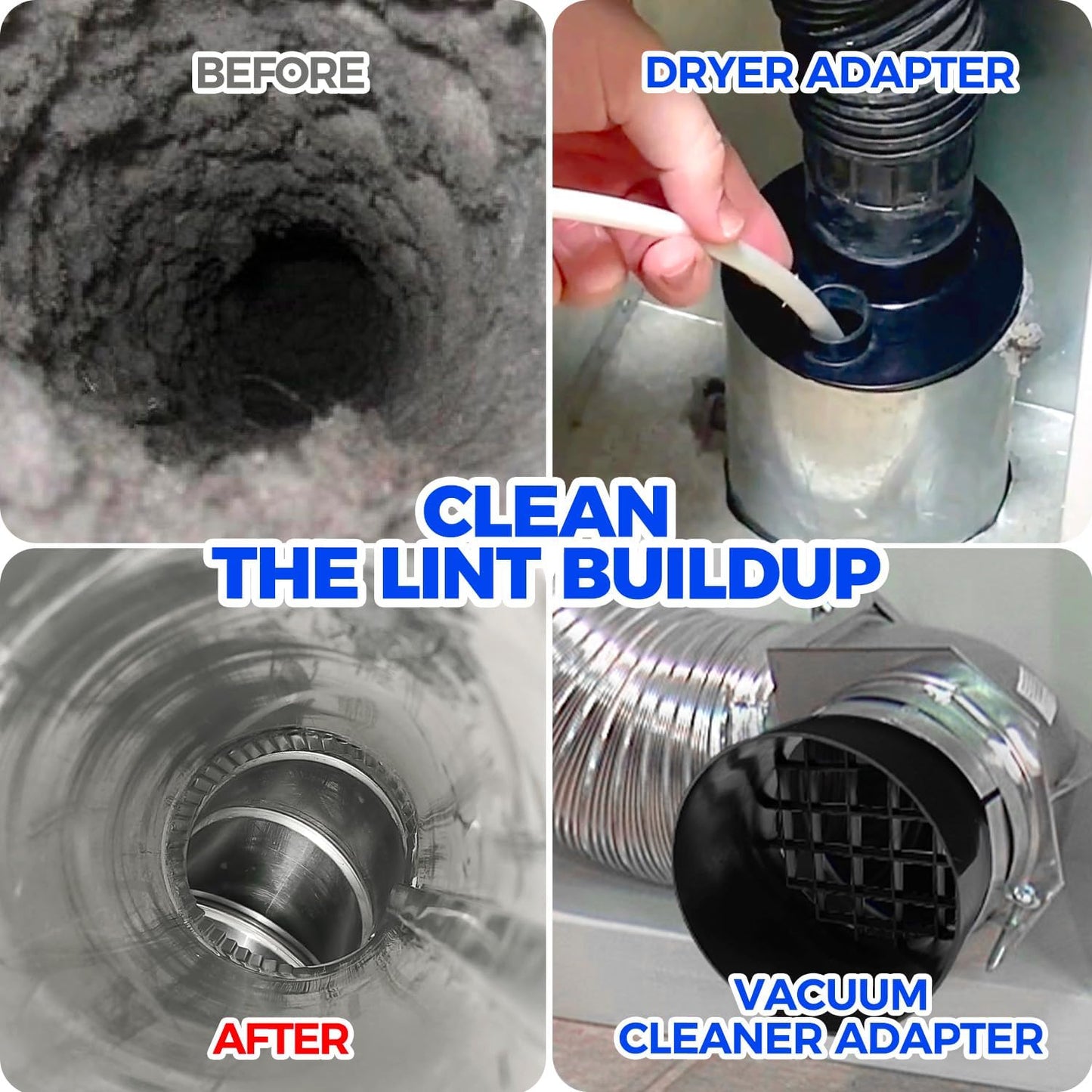 Holikme 50 Pieces 32 Feet Dryer Vent Cleaner Kit, Dryer Cleaning Tools, Include Dryer Vent Brush, Omnidirectional Blue Dryer Lint Vacuum Attachment, Dryer Lint Trap Brush, Vacuum & Dryer Adapters