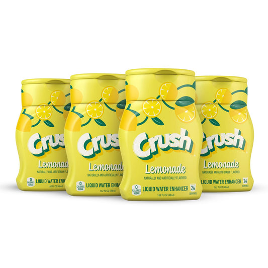 CRUSH Crush, Lemonade, Liquid Water Enhancer – New, Better Taste (4 Bottles, Makes 96 Flavored Water Drinks) 1.62 Fl Oz (Pack of 1)