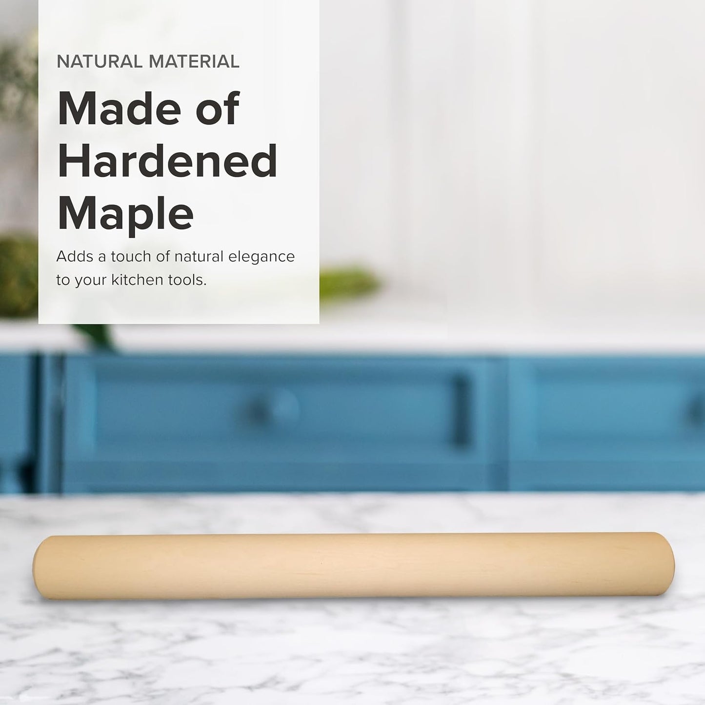 Frieling Crafted in the USA Maple Rolling Pin - Classic Baker Straight - 2-Inch by 18.5-Inch - Precision Wooden Rolling Pin - Pizza Dough Roller