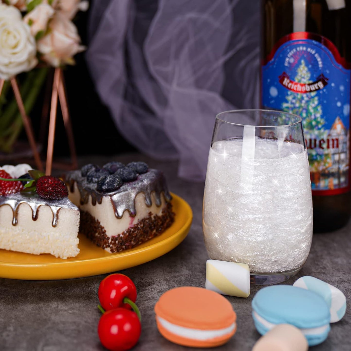 NiHome Edible Food-Grade Glimmer Powder Glitter Luster Dust Metallic Food Decorating Sprinkle Glimmery Dust for Drink Wine Beverage Cake Candy Dessert Bakery Restaurant Vegan (0.18oz/5g, White)