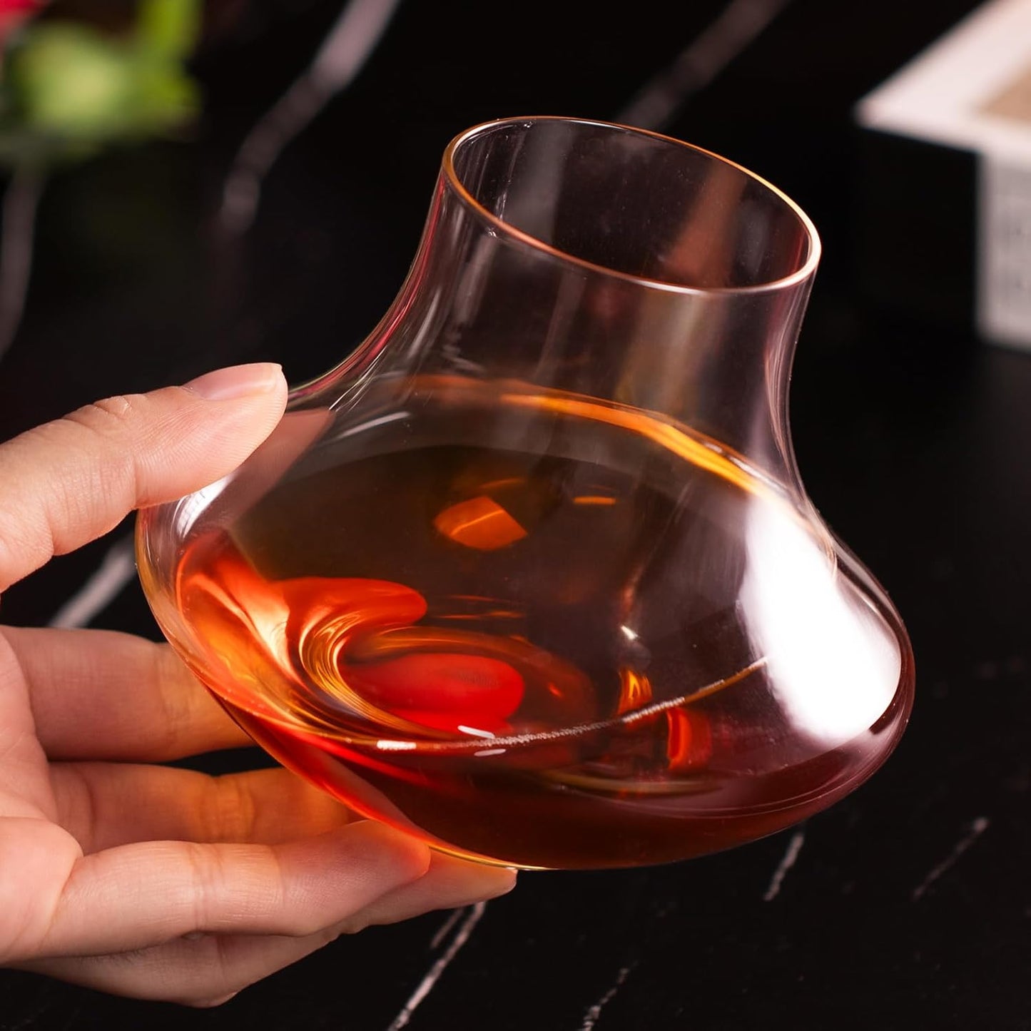 Shot Glasses, Cognac Glasses Set of 2, Crystal Vintage Glass, 9.4oz Stemless Brandy Glass, Unique Whiskey Glass for Home Bar, Clear Snifters Glasses for Wedding, Party, Home