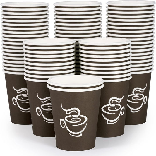 LITOPAK 400 Pack 8 oz Paper Cups, Brown Disposable Hot Coffee Cups for Party, Picnic, Travel, and Events