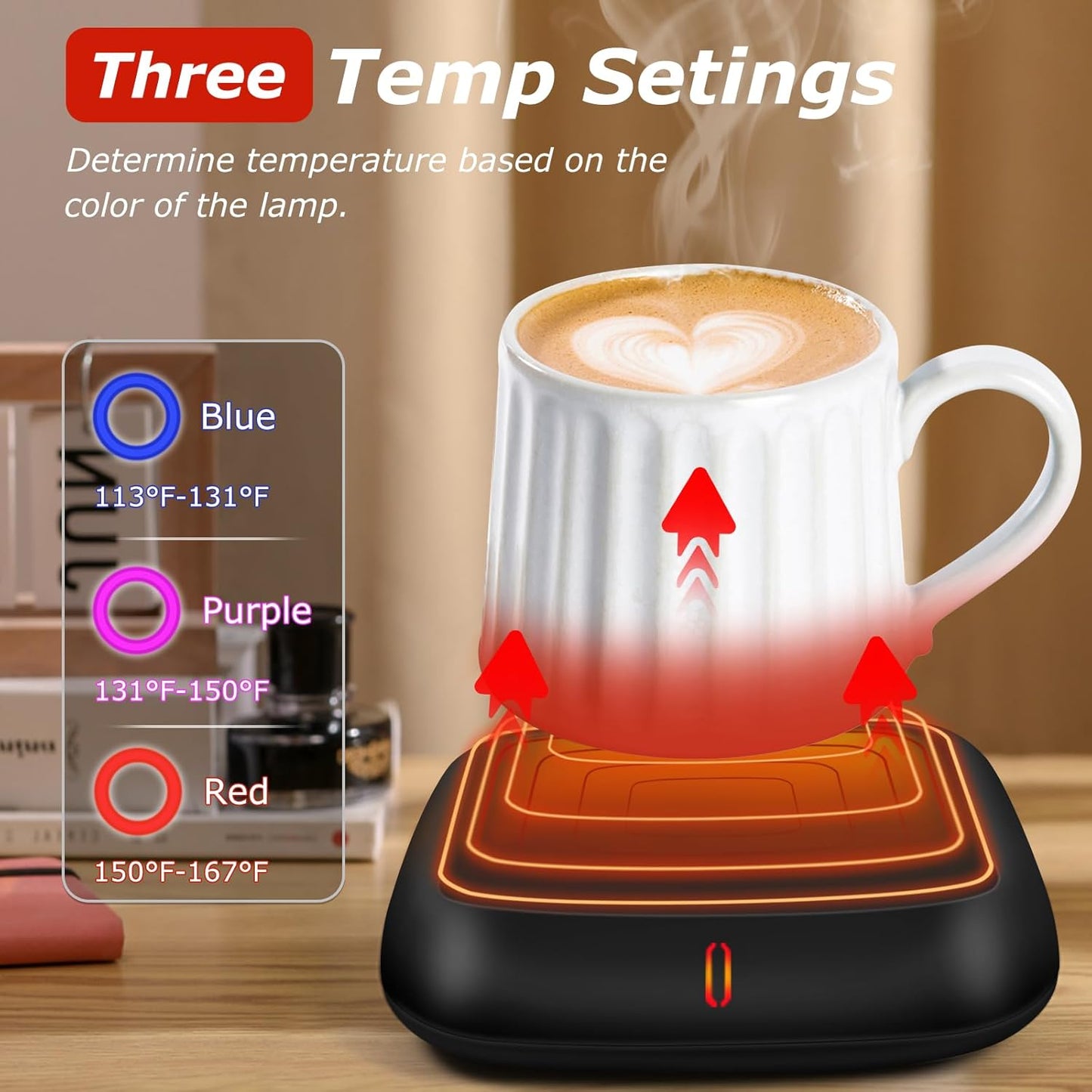 PUSEE Large Candle Warmer Plate with 6H Auto Shut Off, Coffee Mug Warmer with 3 Temp Settings,Wax Candle Warmer Safely Releases Scents Without a Flame,Tea Cup Warmer for Desk in Your Home & Office