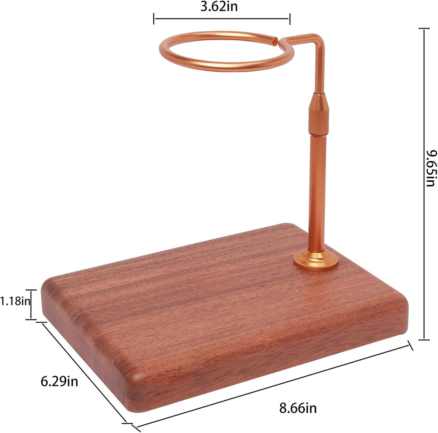 Pour Over Coffee Maker with Adjustable Stand & Wooden Base, Dripper Stand for Manual Coffee Brewing, Coffee Filter Holder, Tea Strainer Stand for Home, Café, Restaurant, Camping, Golden