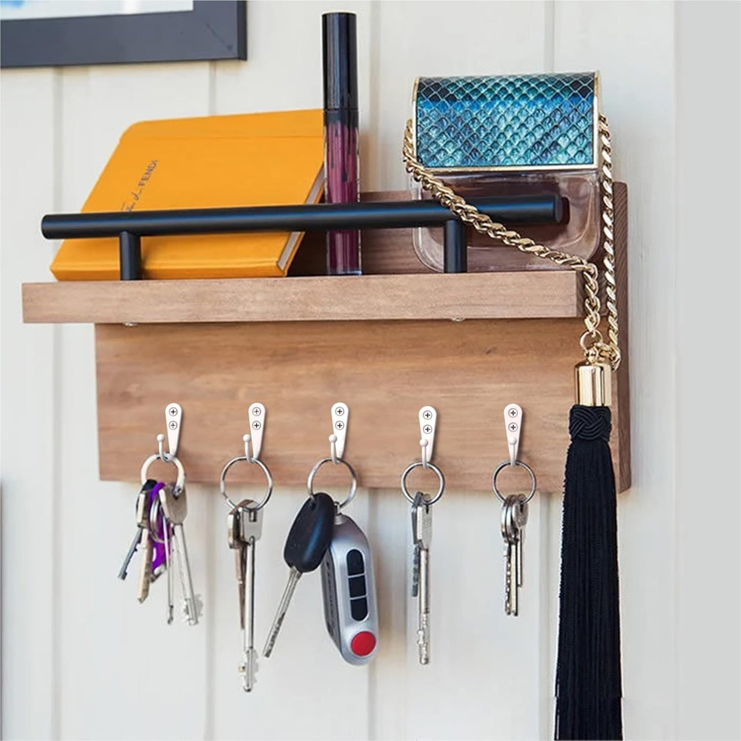 15-Pack Coat Hooks with 30 Screws | Heavy Duty Wall Mounted Hooks for Robe, Backpack, Keys & Entryway Storage | Multi-Use Hanging Hardware (White)