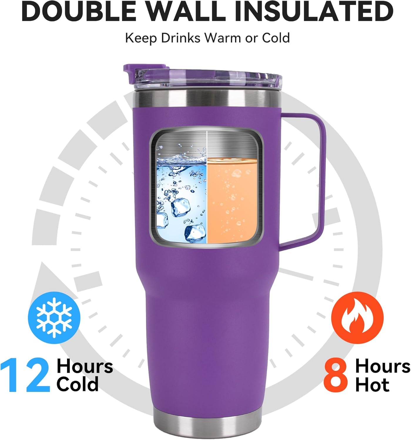 HASLE OUTFITTERS 30oz Tumbler With Handle, Insulated Travel Coffee Mug With Straw Leak-Proof Double Wall Stainless Steel Vacuum Tumblers Metal Cup with Straw for Hot and Cold Drink