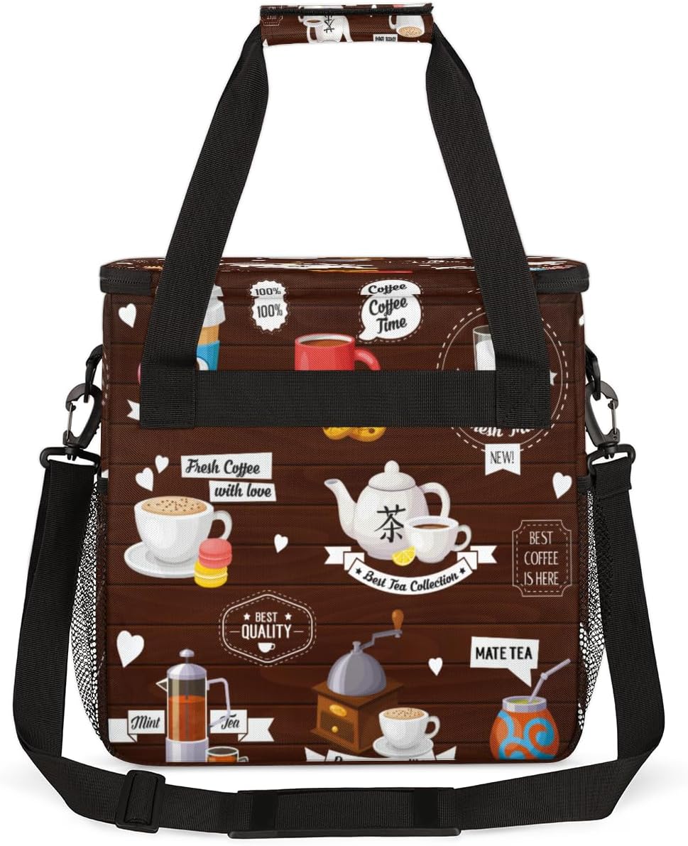 Coffee Culture Maker Carring Bag Cafe Travel Carrying Storage Tote Compatible with Keurig K-Mini or Plus Portable Single Serve Brewer Case Pockets for K-cup Pods