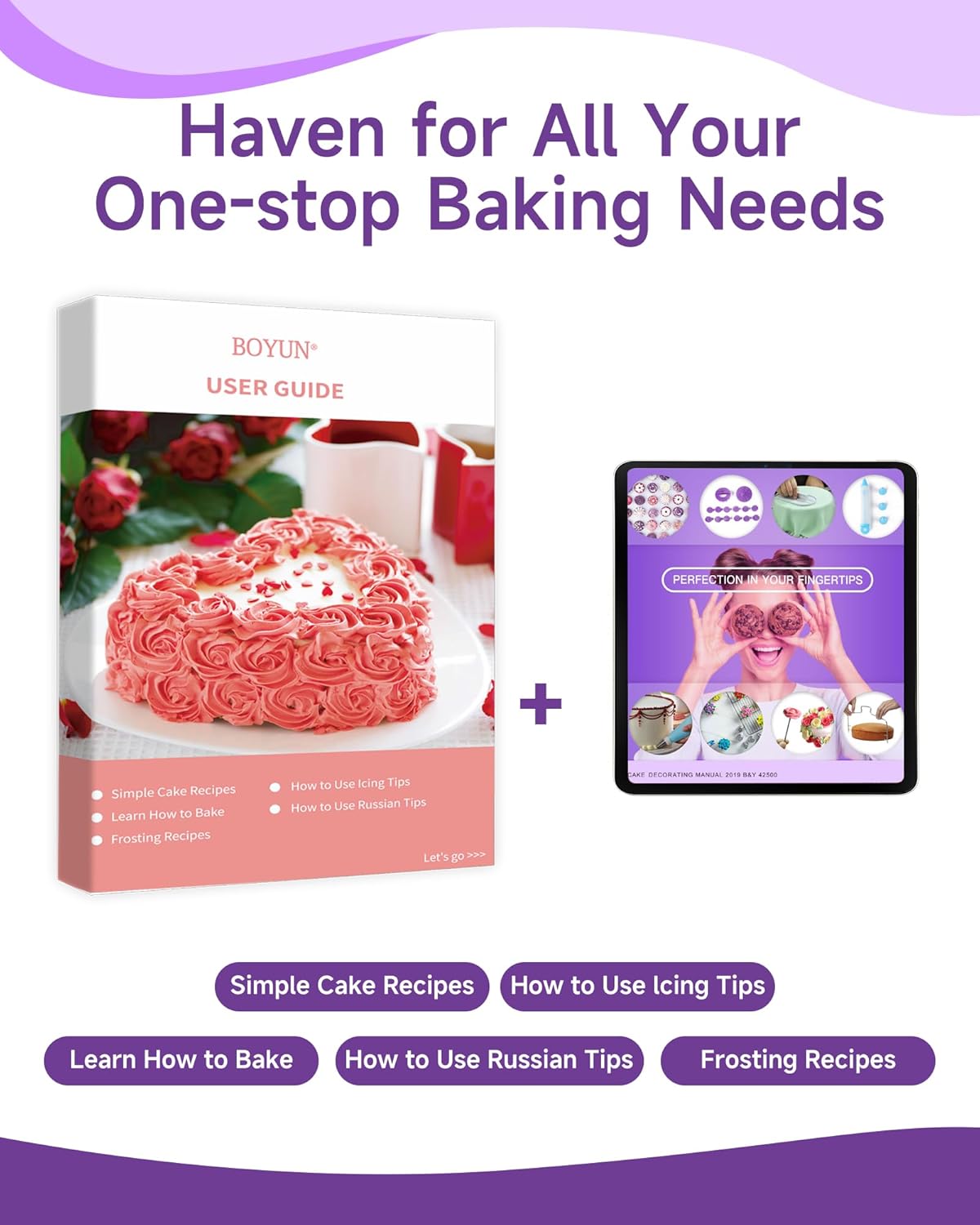 Boyun Cake Decorating Kit, 137pcs Cake Decorating Supplies With Cake Turntable For Decorating, Pastry Piping Bag, Russian Piping Tips Tools, Baking Supplies For Beginners