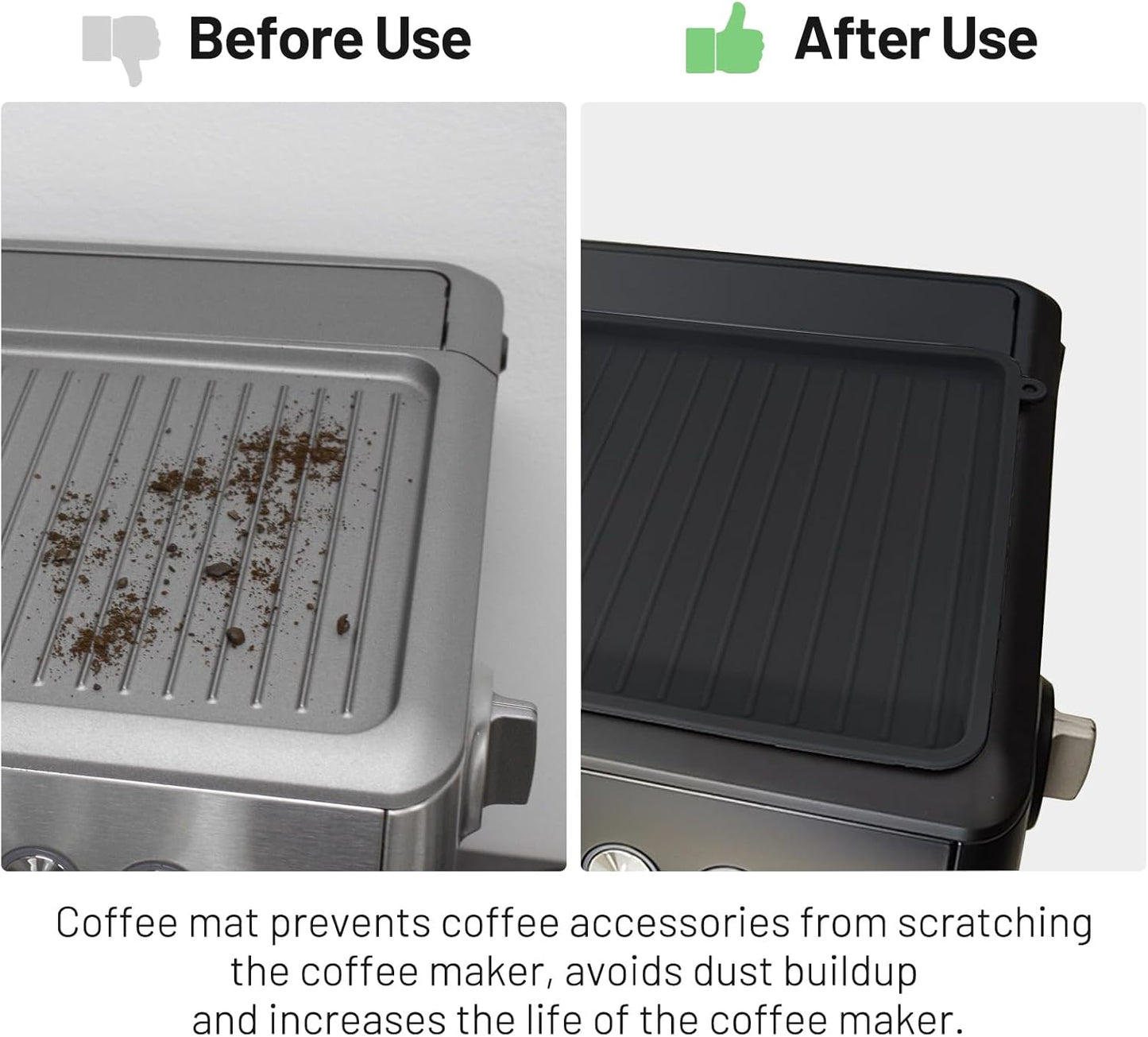 Coffee Mat for Breville 876, Espresso Tamper Mat, Food Grade Silicone Non-Slip, 10.83in x 7.48in, Waterproof Heat Resistant, Espresso Tamping Station for Espresso Machine Barista Accessories (Black)