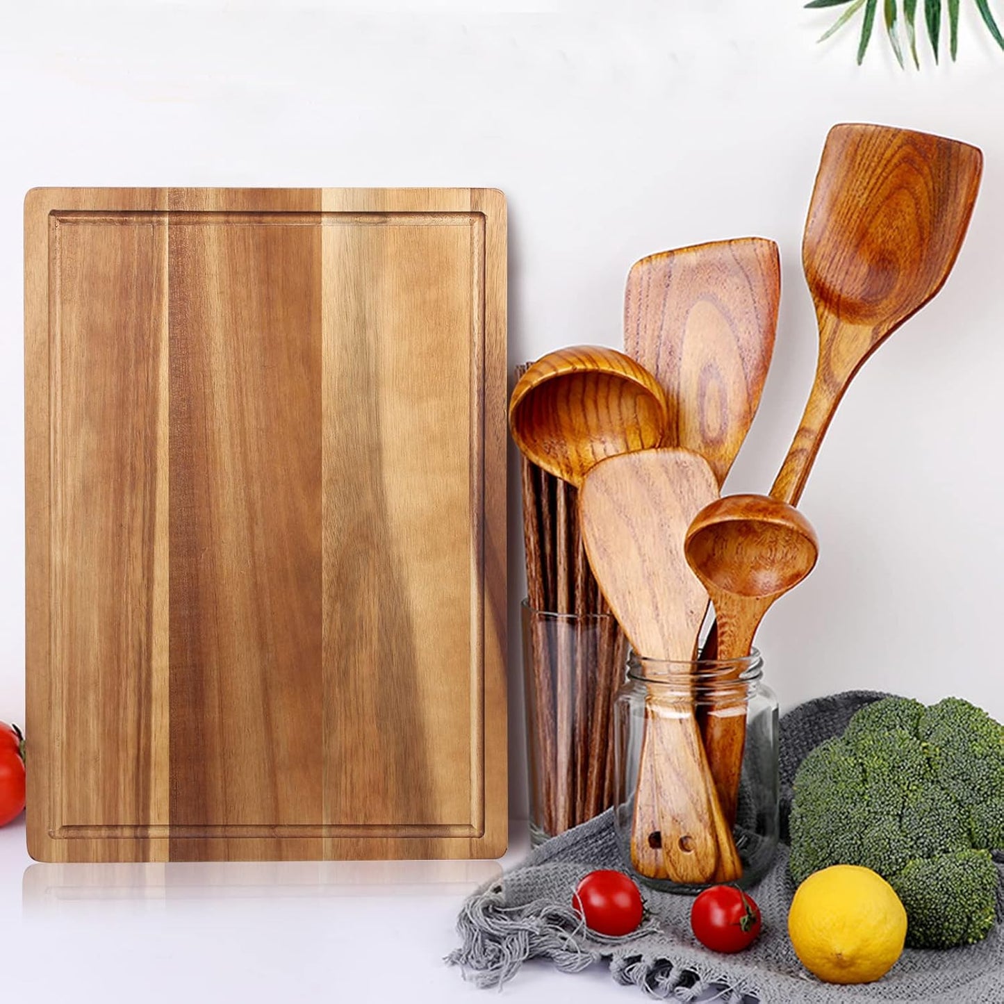 Decorative Acacia Wood Cutting Boards for Kitchen Meat Large Charcuterie Boards Best Hardwood Solid Chopping Board Butcher Block Bread Serving Cheese Board Big Maple Carving Cutting Board Non Toxic