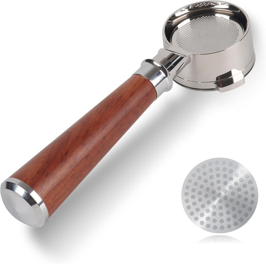 Bottomless Portafilter 54mm Compatible for Breville Barista Express, Pro, Touch, and Impress | Wooden Handle