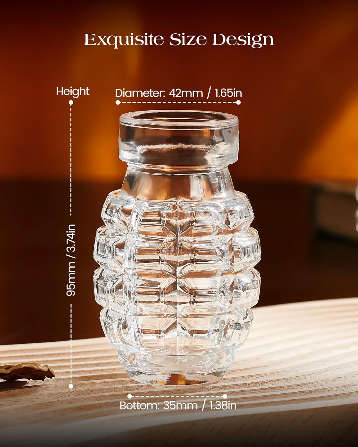 Kollea Bartender Kit, Grenade Shaped Shot Glass Set of 6, Cool Shot Cups with Heavy Base for Tequila, Military Birthday Gifts for Men Father, Party Men Cave Decor, Liquid Measuring Cups, Whiskey Grail