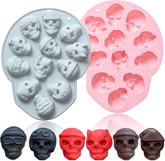 Halloween Chocolate Mold Silicone,12 Cavity Candy Gummy Mold with Pumpkin Wizard Hat Bat Spider Tombstone for Baking Chocolate Jelly Gummy Dessert 2pcs