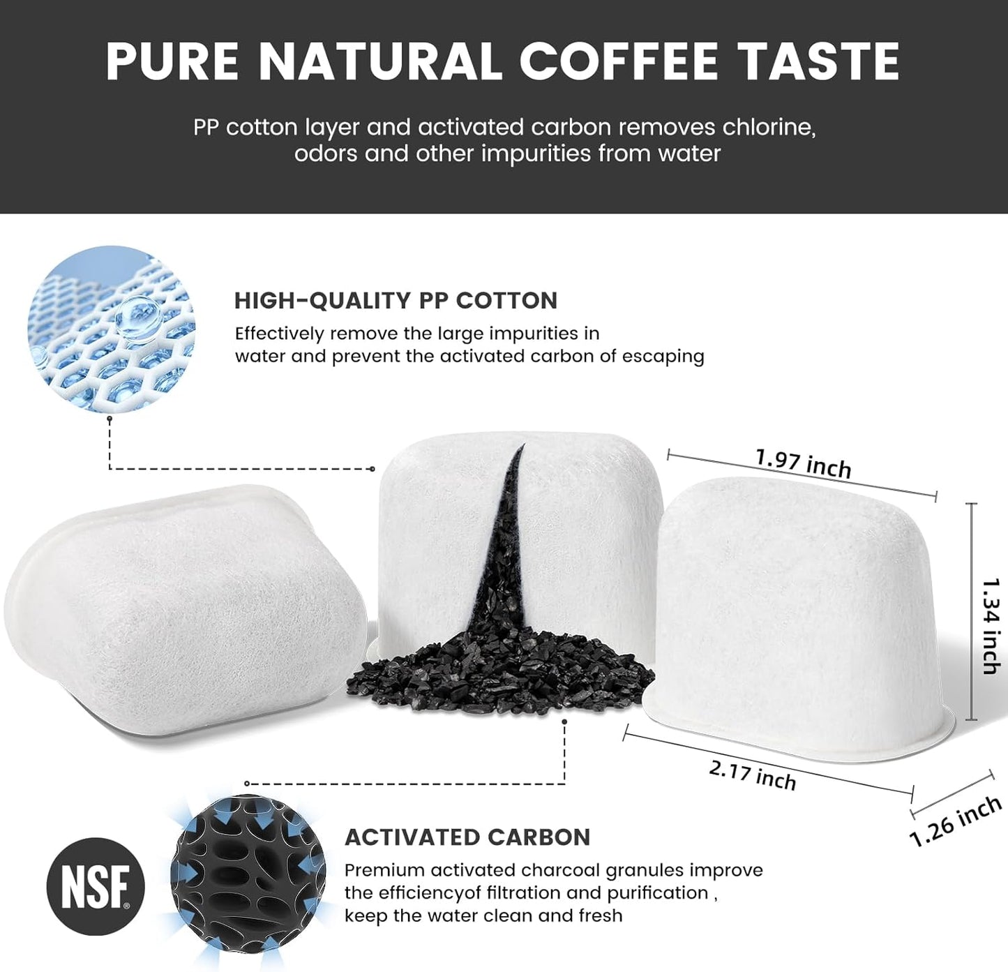 12-Pack Charcoal Water Filters Compatible with Breville BWF100 Machines, Breville Espresso Machine Water Filter Replacement