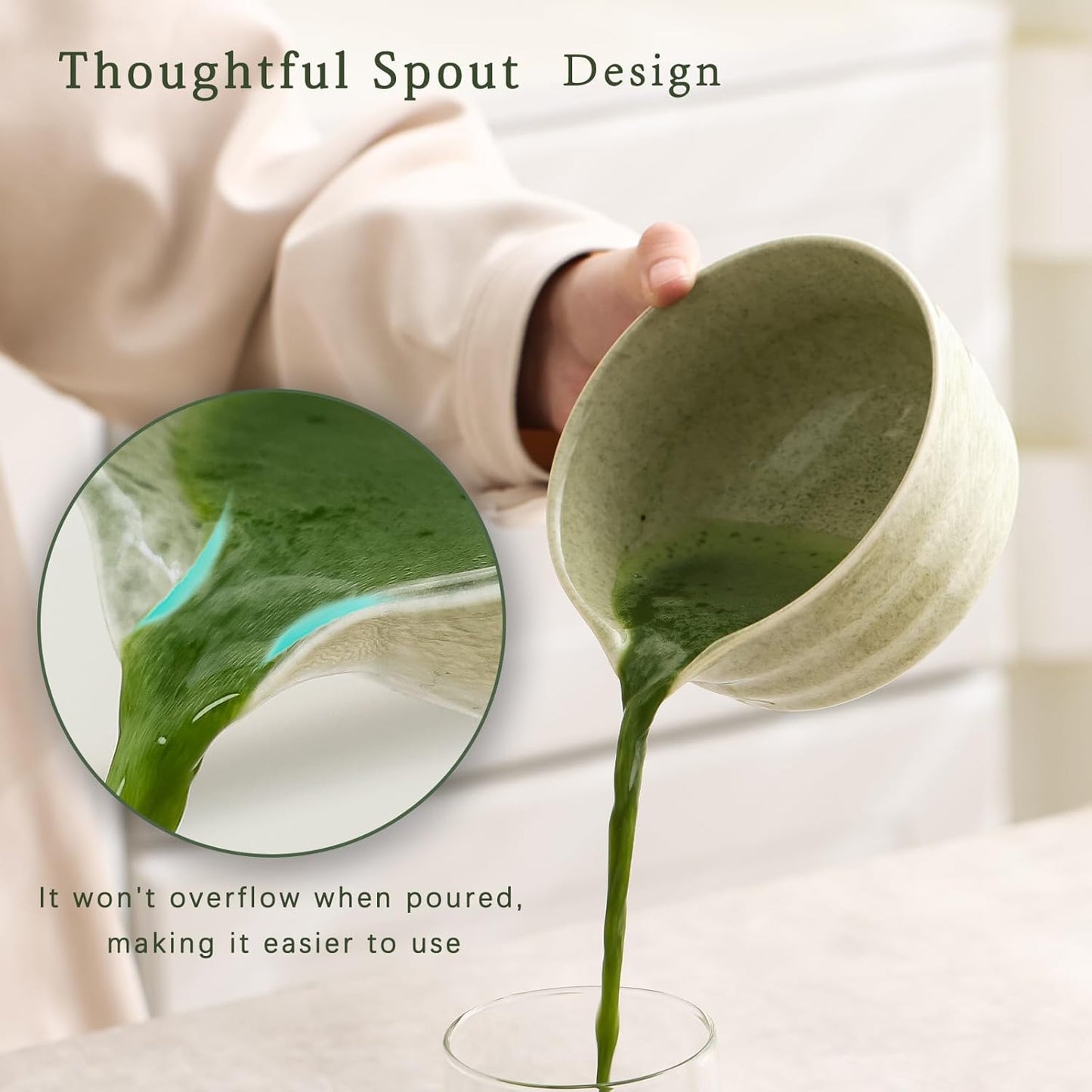Japanese Matcha Set, Matcha Bowl with Spout and Coaster, Matcha Whisk and Holder, Sifter, Scoop, Spoon, Cleaning Brush,10 Pcs Complete Ceramic Matcha Kit