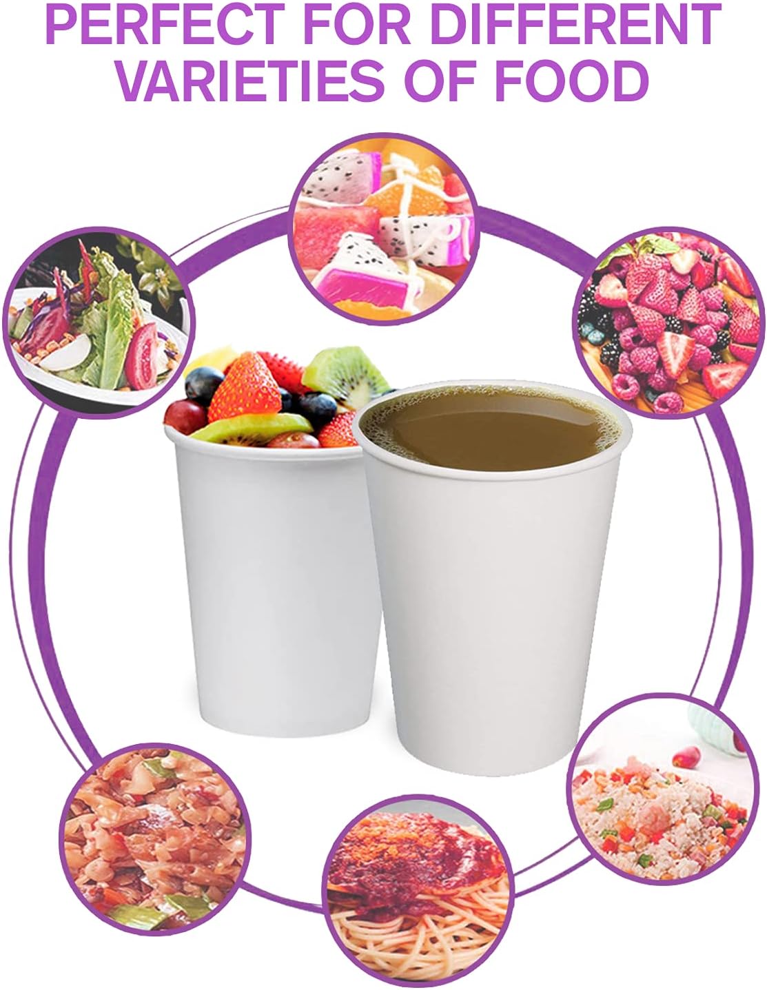 Smygoods White Disposable Paper Coffee Cups (6 OZ, 100 Count) For Hot Beverages, Tea, Espresso, Cocoa - To Go Drink Containers, Café & Office