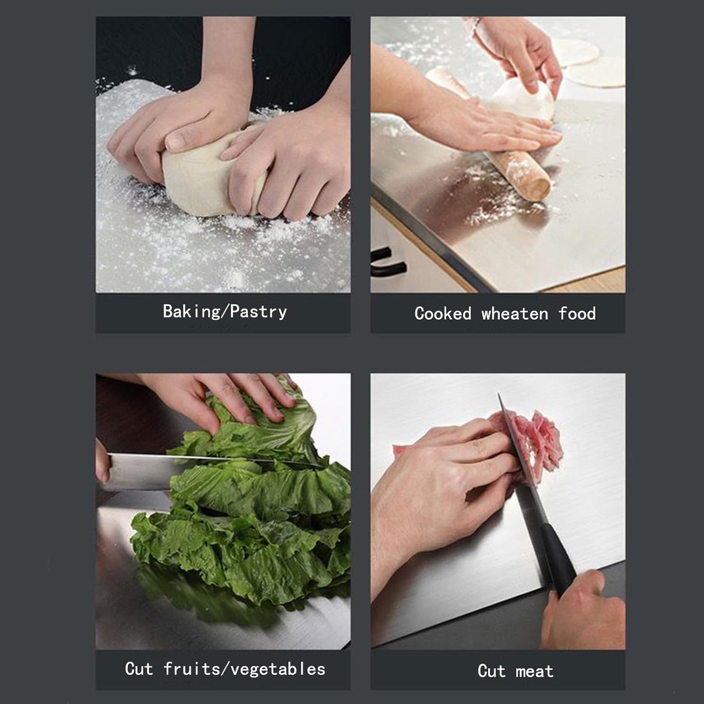 Stainless Steel Cutting Boards for Kitchen,Baking Board,Pastry Board,kneading Panel - Suitable for Cutting Vegetables, Fruits, Meat,bread - Easy To Clean and Store (50x50cm/19.6x19.6in)