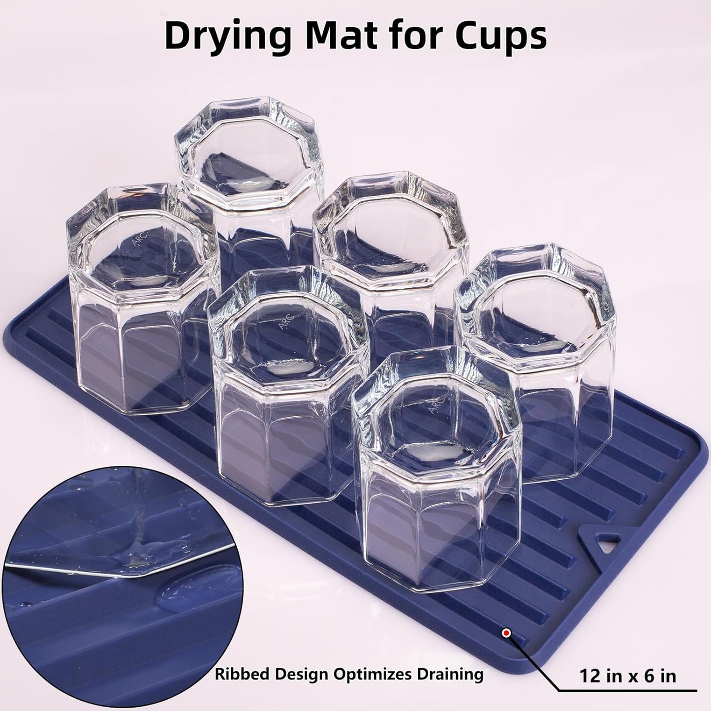 Dish Drying Mat, Mini Silicone Drying Mat for Kitchen Counter, Heat Resistant Silicone Mat for Countertop Protector, Super Thick Non-Slip Dish Drying Pad for Coffee Cup/Bottle/Glassware