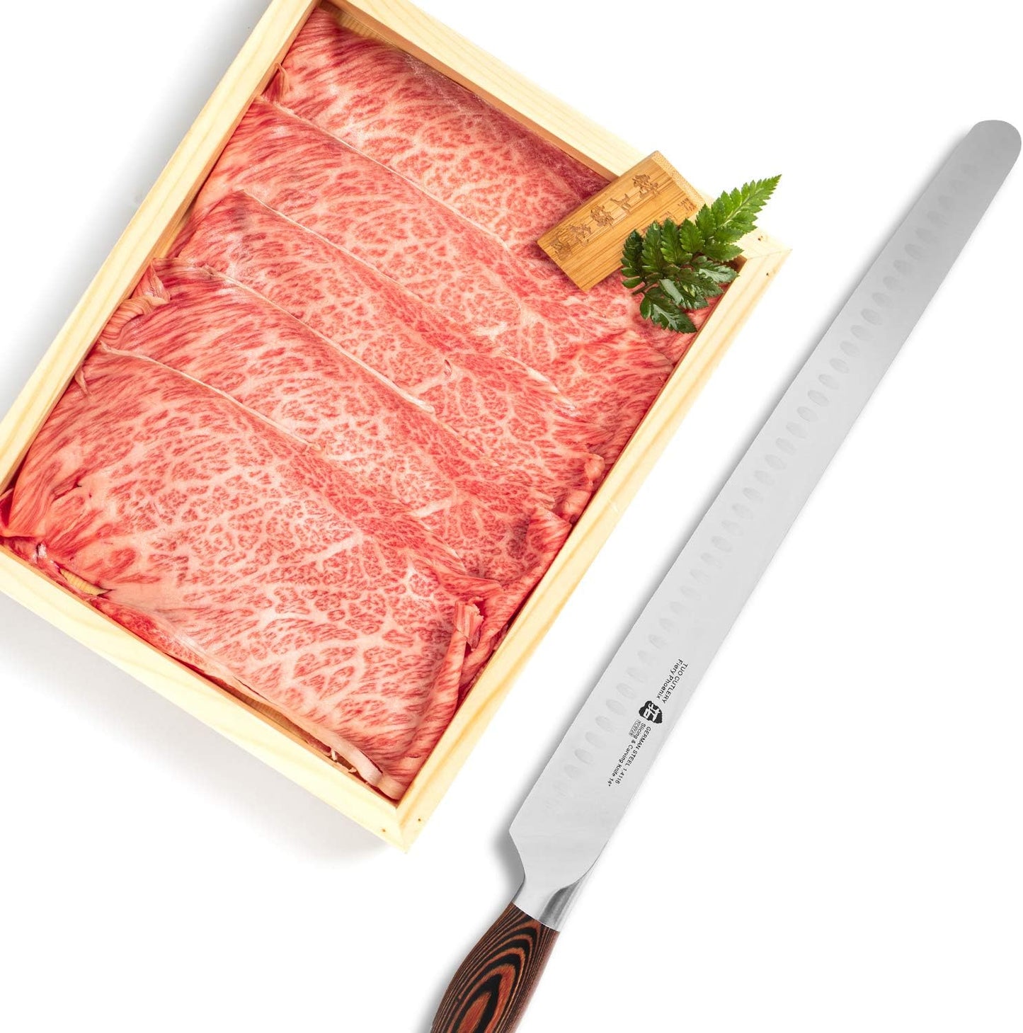 TUO Slicing Knife 14 inch - Long Carving Knives Professional Granton Slicer Hollow Ground Carver for Meat & Vegetable - German HC Steel & Ergonomic Pakkawood Handle - Gift Box Included - Fiery Series