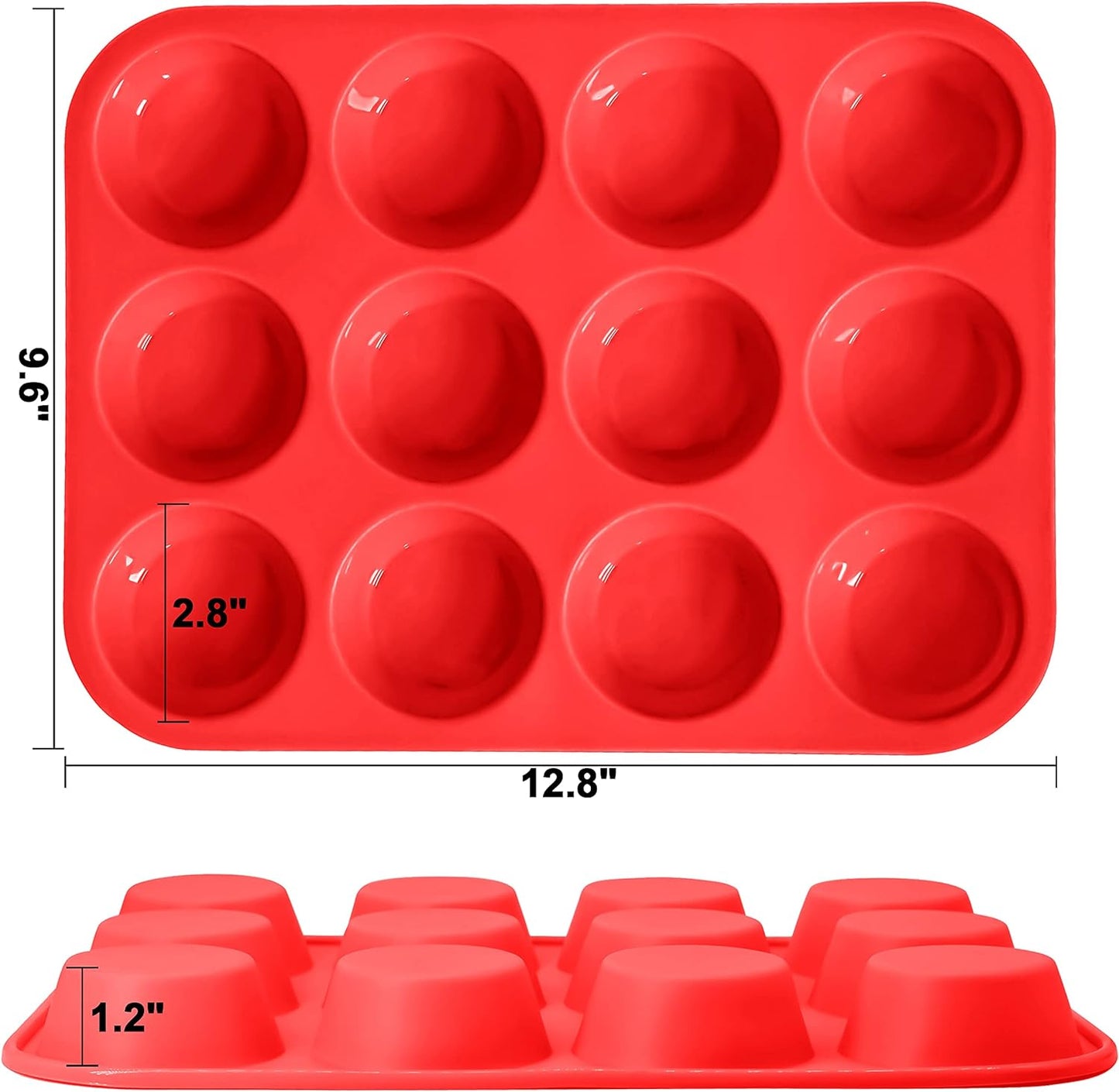 Anaeat Silicone Muffin Pan - Regular 12 Cups Cupcake Tray, Non-Stick Silicone Baking Molds for Making Muffin Cakes, Cupcake, Chocolate, Bread,Tart and Desserts, Just Pop Out